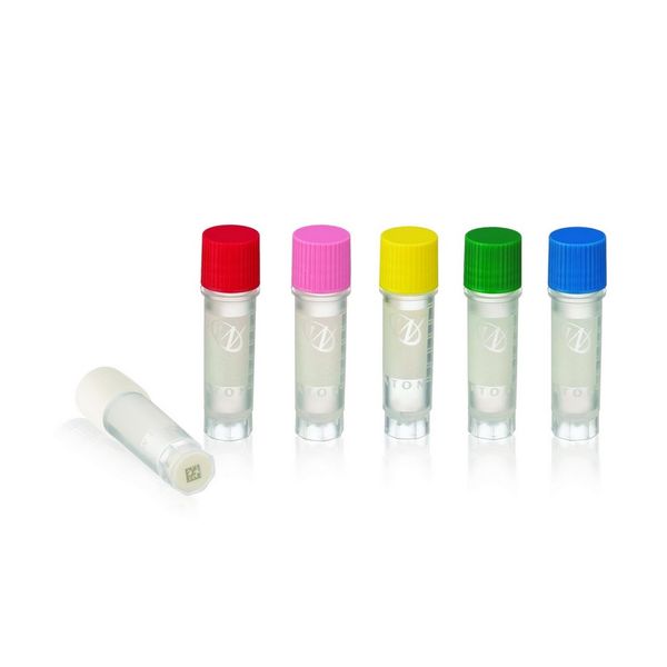 DWK Wheaton 2 ml CryoELITE cryovial, sterile, PP, external thread, raised edge, 2D barcode insert, white cap, 500 pc/PAK