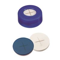 Product Image of Schnappringkappe, ND11 PE: blau mit 6 mm Loch, Silikon weiß/PTFE blau, kreuzgeschlitzt, weiche Kappe, 1,0 mm, 1000/PAK