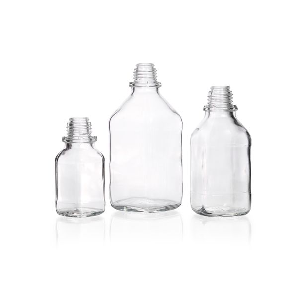 Duran Group Enghalsflasche, Klarglas, 100 ml, vierkant, ohne Kappe u. Ausgießr., 10 St/Pkg