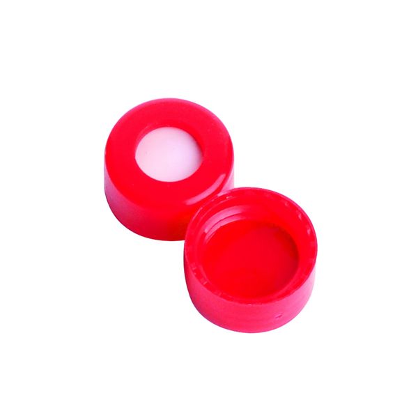 DWK Wheaton ABC Schraubkappe, PP, rot, mit Einlage 0,005 PTFE/0,035 Silikon, 9 mm, 1000 St/Pkg