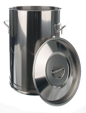 Bochem Transportbehälter 50 l, 18/10-Stahl mit Kippgriffen und Stehrand