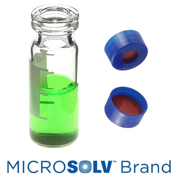 Microsolv EPP Vial, clear, 2 ml, Snap Cap blue with Rubber/PTFE Septa, Write-On Patch, 100 pc/PAK