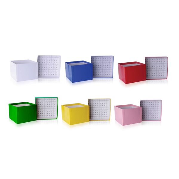DWK Wheaton Green CryoFile XL cryobox, gray cardboard, 130 x 130 x 97 mm, for 3, 4 & 5 ml cryo tubes, 15 pc/PAK