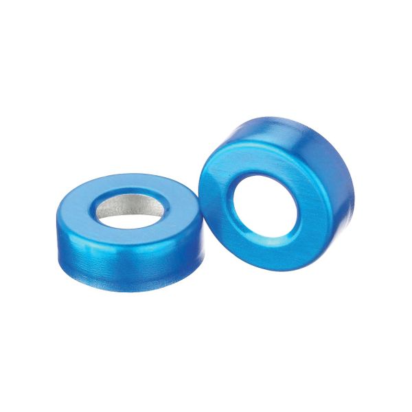 DWK Wheaton Aluminiumkappe, blau, mit Loch, ohne Einlage, 20 mm AD, 1000 St/Pkg
