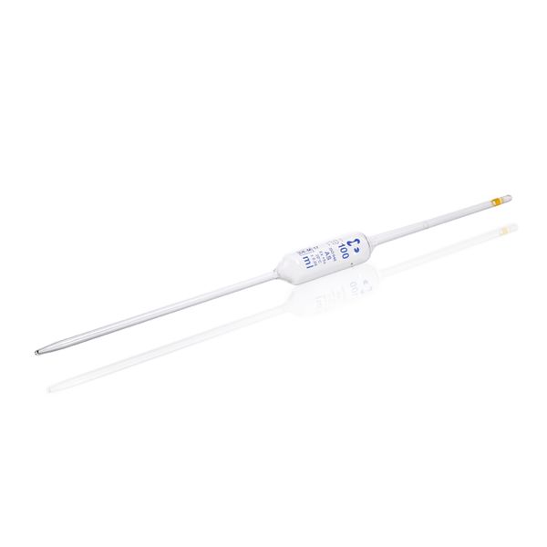 Duran Group AR -Glas Vollpipette, konformitätsbescheinigt, blau bedruckt, Kl. AS, mit Chargenzertifikat, 1 Marke, 100 ml, 6 St/Pkg