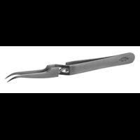 Precision tweezer, 18/10 steel, extra sharp, bent, self-clamping, L = 120 mm
