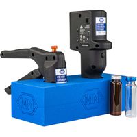 Product Image of Rack for 2 crimping tools either of type ergonomic crimping tool (manual) or of type battery-powered electronic crimping tool blue, with MN logo, Dimensions approx. 240 x 95 x 65 mm pack of 1