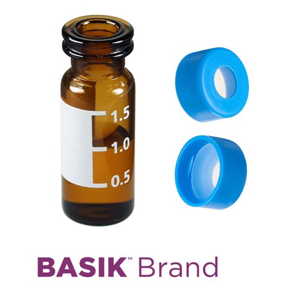 Microsolv EPP Vial, amber, 2 ml, Snap Cap blue with AQR Sil/PTFE Septa, Write-on Patch, Project Triage, 100 pc/PAK