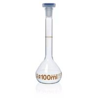 Product Image of Volumetric flask, BLAUBRAND-ETERNA, class A, Boro 3.3, 50 ml, brown grad., with NS 12/21 with PP stopper, DE-M, with USP individual certificate