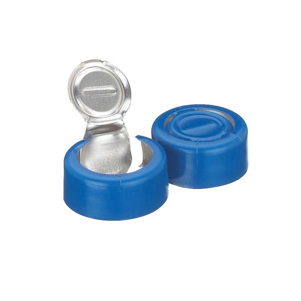 DWK Wheaton Aluminiumkappe, blau, mit Abriss, ohne Einlage, 13 mm AD, 1000 St/Pkg