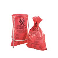 Product Image of ratiolab® Waste Disposal Bags, PE, BIOHAZARD,with indicator field, red, 2.5 l, 1000 pc/PAK, 210 x 290 x 0.02mm