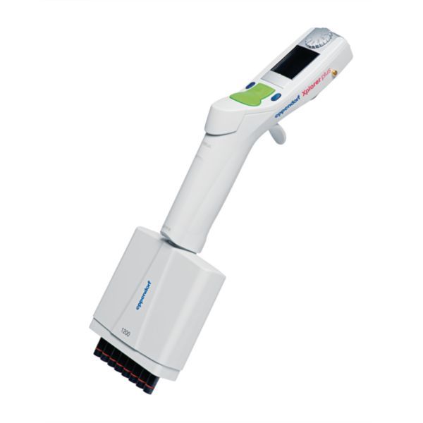 Eppendorf Xplorer plus, 8-Kanal, 50-1200 μL, Multifunktionswippschalter grün für Pipettenspitzen 1250 μL
