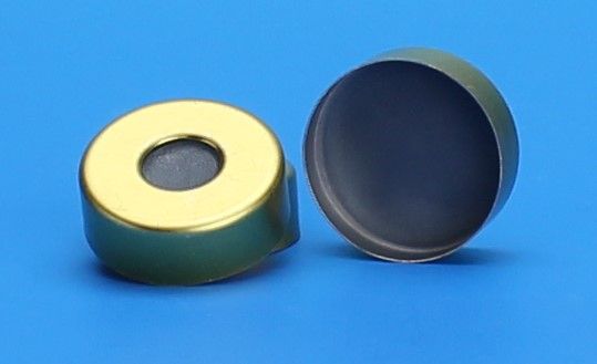 JG Finneran 20 mm Gold Tin Plate Magnetic Seal, 8 mm Hole, 0.131" PTFE/Butyl Rubber Lined, 100 pc/PAK