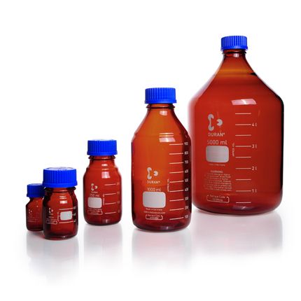 Duran Group DURAN GL 25 Laborglasflasche, braun, mit Schraubverschluss (PP) und ohne Ausgießring, 25 ml, 10 St/Pkg