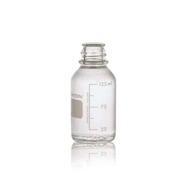 DWK Wheaton Media bottle, 125ml, clear, graduated, without 33-430 screw cap, autoclavable, 48 pc/PAK
