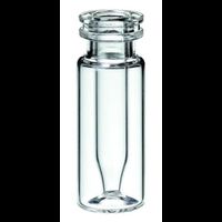 ND11 Snap Ring Cap Bottle with 0,2 ml integrated Micro Insert, ''Base Bond'', Clear Glass, 1. hydrolytical Class, small Insert
