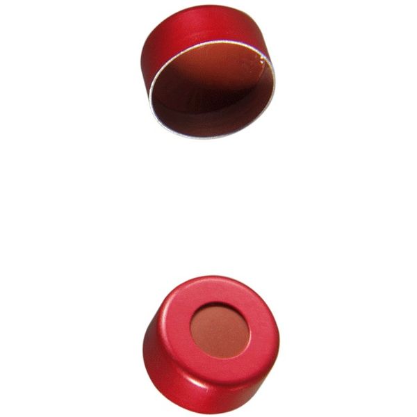 Microsolv Crimp Cap red, with red Rubber/PTFE Fitted Septa, for 11mm Crimp or Snap Top, 12x32mm autosampler vials, 1000 pc/PAK