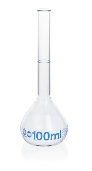 Brand GmbH & Co. KG Messkolben, BLAUBRAND, Klasse A, DE-M, 500 ml, Boro 3.3, Bördelrand, blau graduiert, DIN EN ISO 1042, 2 St/Pkg