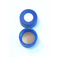 Product Image of Cap Screw 9mm Blue PP White Silicone / Red PTFE Septa Bonded Slit 1.0 mm, 100pc/PAK