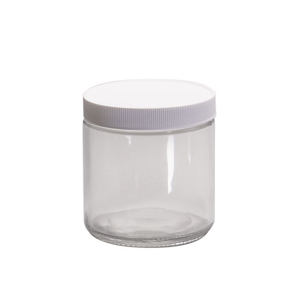 JG Finneran Precleaned & Certified - 16 oz, 500 ml Short Wide Mouth Jar, 91x95 mm, 89-400 mm Thread, White Closure, PTFE Lined, 12 pc/PAK