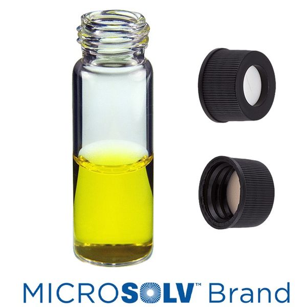 Microsolv EPP Vial, clear, 4 ml, Screw Cap black, with bonded Sil/PTFE Septa slit, 100 pc/PAK