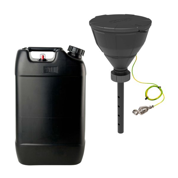 SCAT Entsorgungs-Set 4: Kugeltrichter "ARNOLD", V2.0, S60/61, HDPE-EL, Lanze, Spritzschutz, Sieb, Erdungskabel, 20 L Kanister