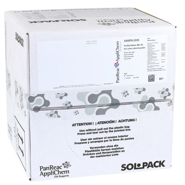 PanReac AppliChem Wasser, gereinigt (BP, Ph. Eur.) reinst, Pharma-Qualität, 10L