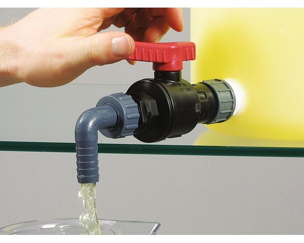 Bürkle Kugelhahn PP, Überwurf mit R3/4'' innen - Auslaufwinkel, alte Artikelnr. 0500-1