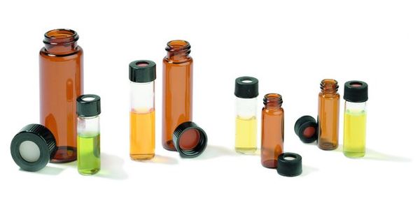 Supelco Vials, Schraubverschluss mit PP open-top cap, vorassembliert, 100, Vol. 15 mL, Klarglas, OD xtan PTFE/Silikon septum