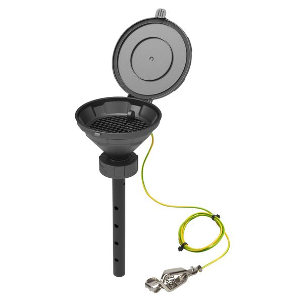 SCAT Funnel with lid ''MARCO'', V2.0, S60/61, HDPE electrostatic conductive, Lance, Sieve, Funnel 140 mm