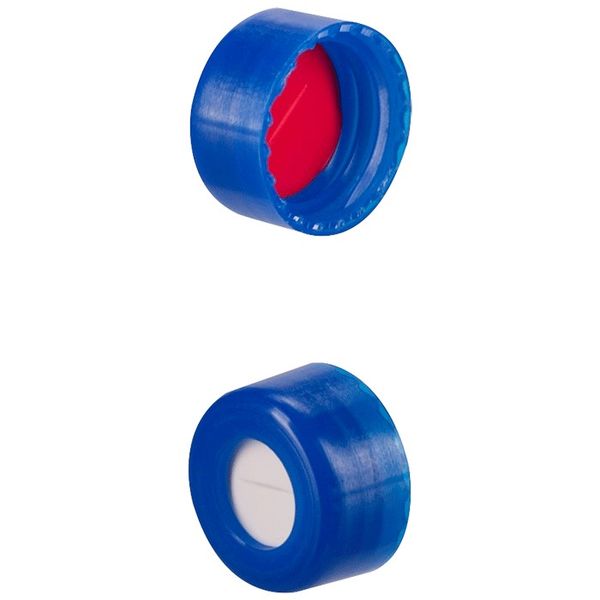 Microsolv Screw Cap blue smooth sided, Robo Style, soft PP, Silicone/PTFE Pre-Slit Septa, for use with 9-425 thread, 12x32mm autosampler vials, 