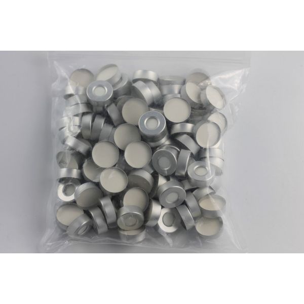 Agilent Technologies Bördelkappen für Headspace, Aluminium, Septa aus PTFE/Si, 20 mm, 100 St/Pkg