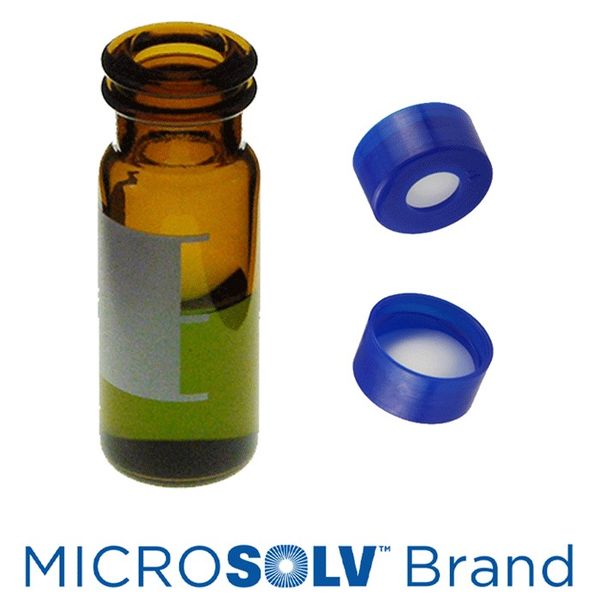 Microsolv EPP Vial, amber, 2 ml, Snap Cap blue with PTFE Septa, Write-on Patch, 100 pc/PAK