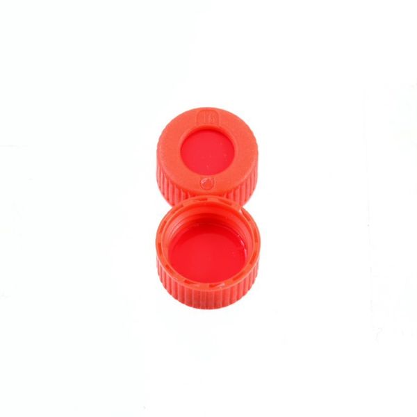 Thermo Fisher Scientific Schraubkappe AVCS SureSTART Level 3, 9 mm, PP rot & Septum Silikon/PTFE weiß/rot, 1 mm, 1000 St/Pkg
