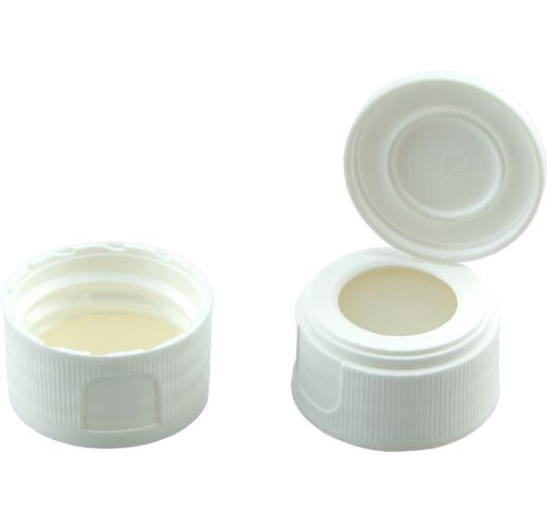 Macherey-Nagel ND24 PP Schraubkappe (bonded), weiß, 15mm Loch, mit abnehmbarem Schutzdeckel Silikon natur/PTFE farblos