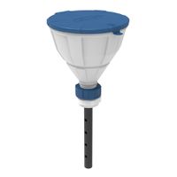 Product Image of Funnel ''ARNOLD'' with ball-valve and lid, V2.0, S51, HDPE white, with lance (220 mm), splash guard and removable sieve, funnel diameter = 200 mm
