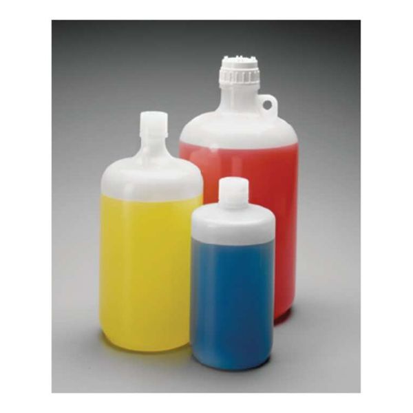 Nalgene Thermo Scientific Narrow Neck Bottle, big, LDPE, white, 4 L, with Screw Cap 38-430, 6 pc/PAK