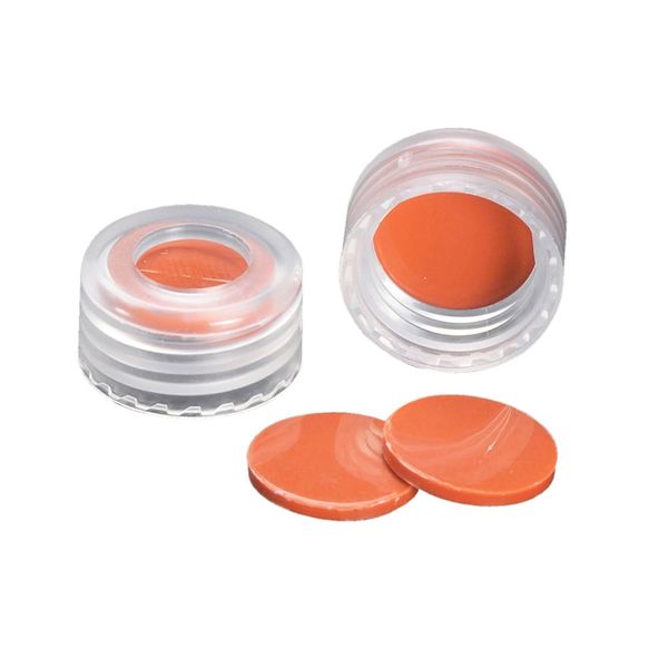 DWK Wheaton 9 mm Schraubkappe, natur, mit Septum ETFE/Silikon rot gebrannt, 100 St/Pkg