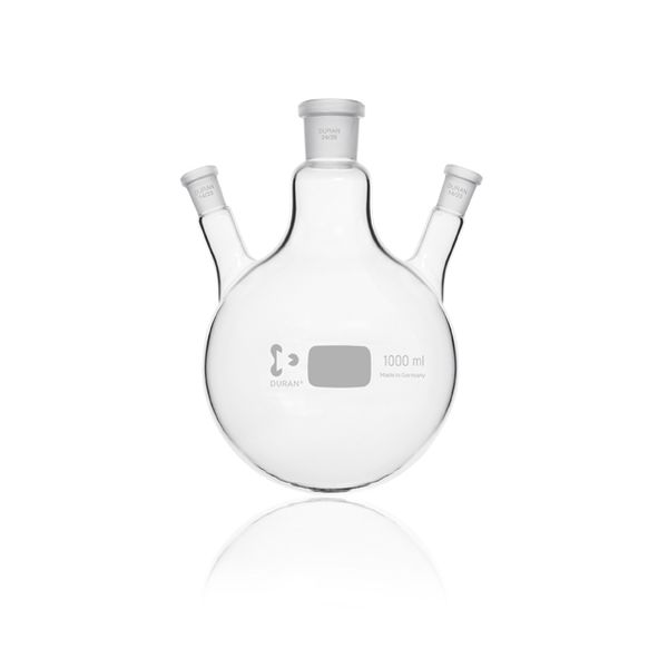 Duran Group Dreihals-Rundkolben, Glas, Mitte NS 24/29, Seiten NS 14/23, 1000 ml
