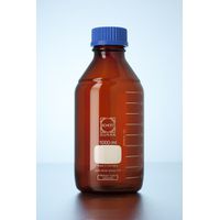 Product Image of DURAN GL 45 Laboratory glass bottle, amber, with screw cap and pouring ring (PP), 2000 ml, 10 pc/PAK