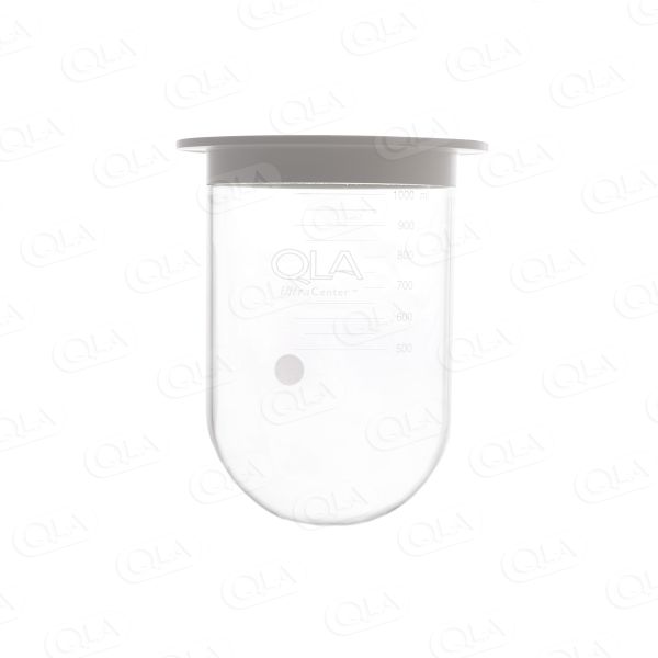 QLA 1000mL Clear UltraCenter Precision Glass Vessel with Plastic Rim, Serialized