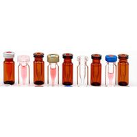 Product Image of ND11 Roll Rim Bottle with 0,3 ml integrated Micro Insert, ''Base Bond'', Amber Glass, 1. hydrolytical Class, wide Insert