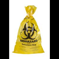 ratiolab®Waste Disposal Bags, 32L, HD-PE,BIOHAZARD, with indicator field, yellow, 500 pc/PAK, 600 x 800 x 0.050 mm