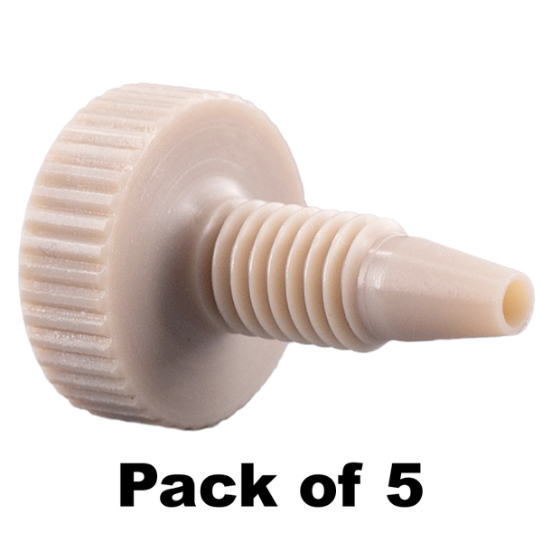 Microsolv Schlauchanschlussstücke, Hochdruck, einteilig, 1/16'', PEEK, natur, kurzer Kopf und kurze Länge mit 10-32 Gewinde, fingerfest, 5 St/Pkg