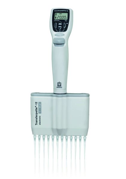 Brand GmbH & Co. KG 12-Kanal Mikroliterpipette Transferpette -12 electronic, 1 - 20 μl, Netzteil Europa (100-240 V / 50-60 Hz), DE-M