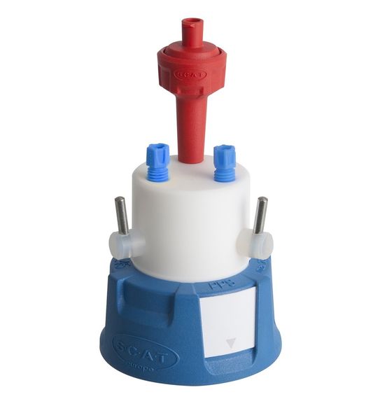 SCAT SafetyCap II, V2.0, GL45, with 2x shut-off, 2x PFA-fitting 3.2 mm OD + air valve