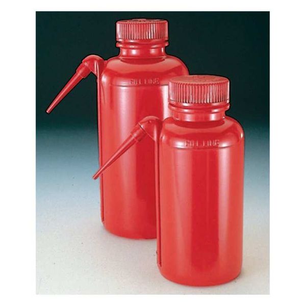Nalgene Thermo Scientific Weithals-Sicherheitsspritzflasche Unitary, LDPE, rot, lösungsmittelbest., 500 ml, mit Schraubverschluss 38 mm, 4 St/Pkg