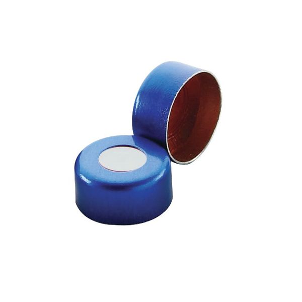 DWK Wheaton E-Z aluminum cap, 11 mm, blue, with septum 0.002 PTFE/0.038 silicone, 1000 pc/PAK