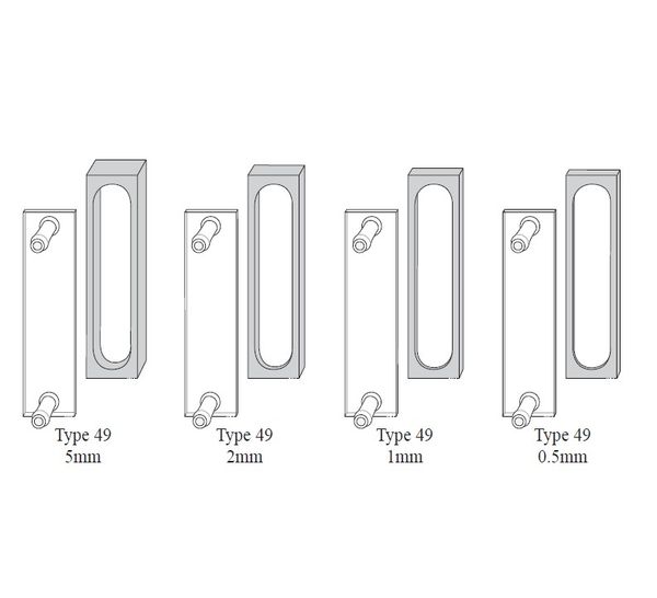 Starna GmbH 49/Q/2 - Durchflussküvette, zerlegbar, geringe Schichtdicke, zwei polierte Fenster, inlet/outlet Rohre