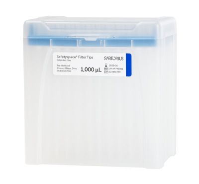 Sartorius Safetyspace Extended Plus Length Filtered Pipette Tips, 1000 μl, Racked, 10 x 96 pc/PAK